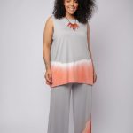 Conjunto Feminino Em Malha Sem Manga - Cinza