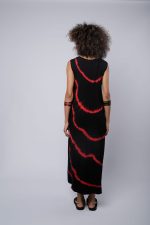 Vestido Em Malha Estampado Com Manga Curta - Preto - Imagem 4