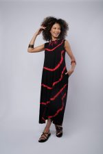 Vestido Em Malha Estampado Com Manga Curta - Preto - Imagem 3